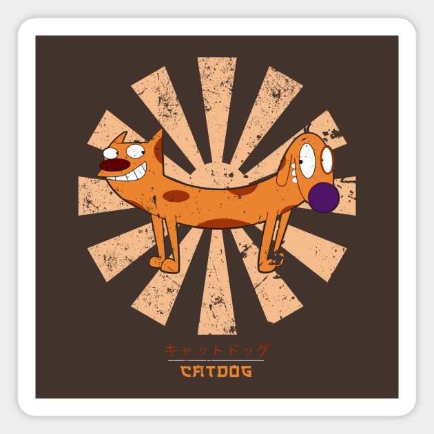 Catdog Retro Japanese Magnet by Nova5